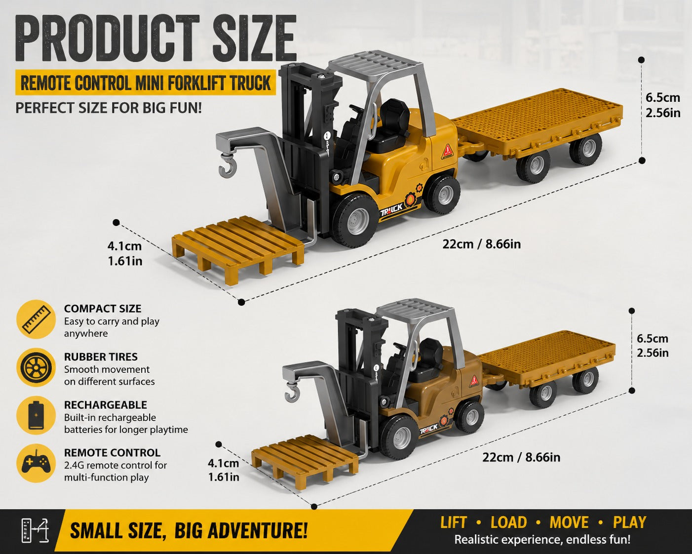 Remote Control Mini Forklift Truck with Rechargeable Battery