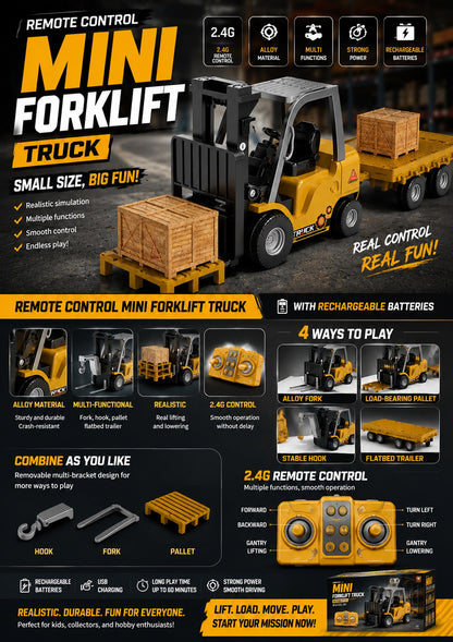 Remote Control Mini Forklift Truck with Rechargeable Battery